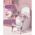 Детское сиденье на унитаз мягкое со ступенькой и лесенкой, цвет Розовый ( PU сиденье)